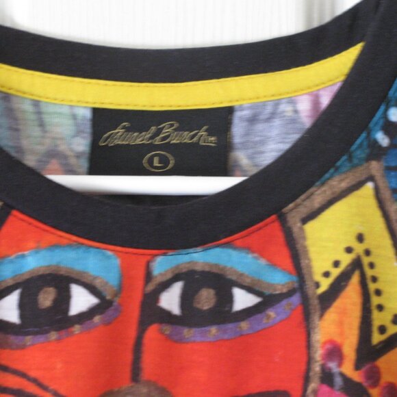 Laurel Burch Top Blouse Large EUC Colorful Cats Cat 3/4 Sleeve FINAL - Picture 3 of 5